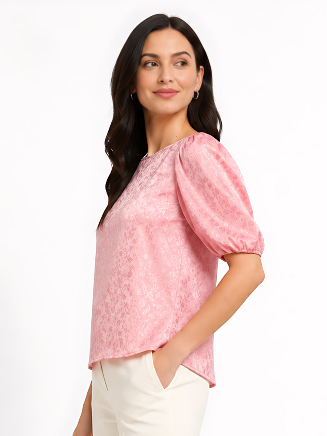 Pink Self Design Top