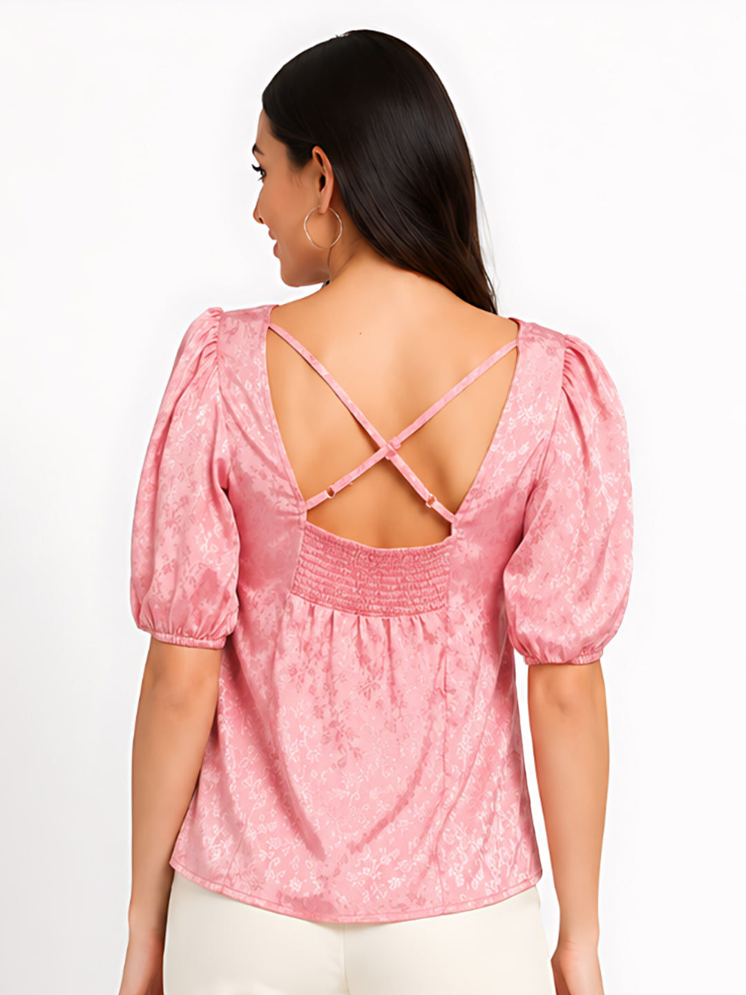 Pink Self Design Top