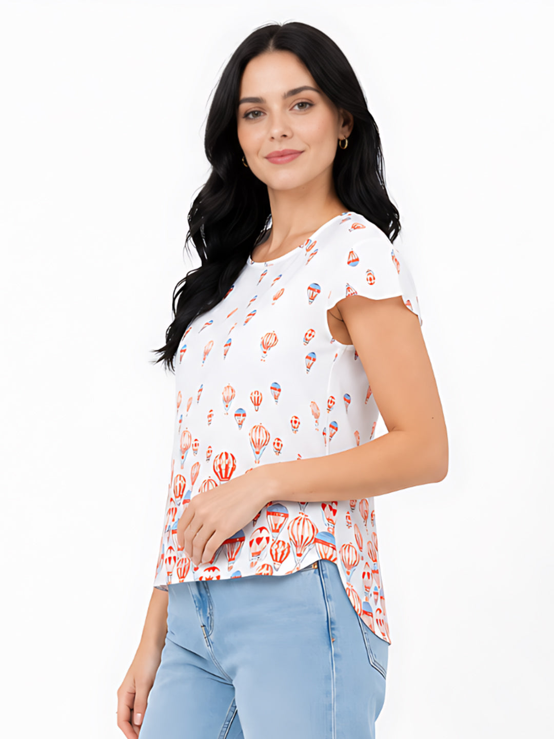 Off White Printed Top