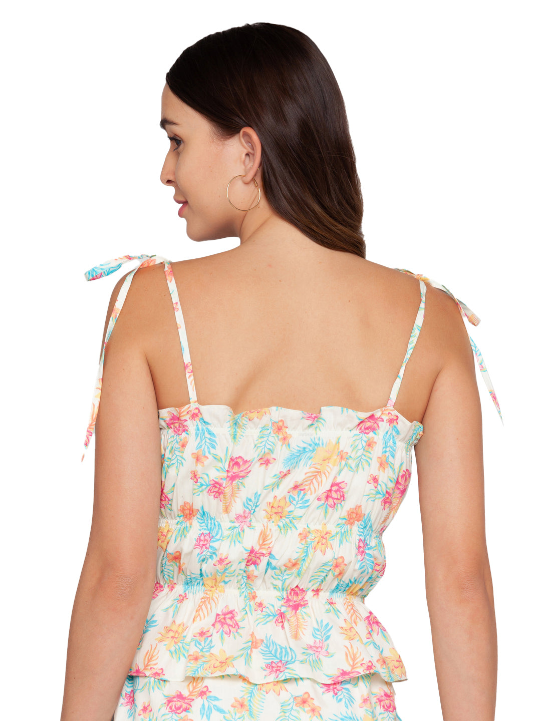 White Printed Strappy Top