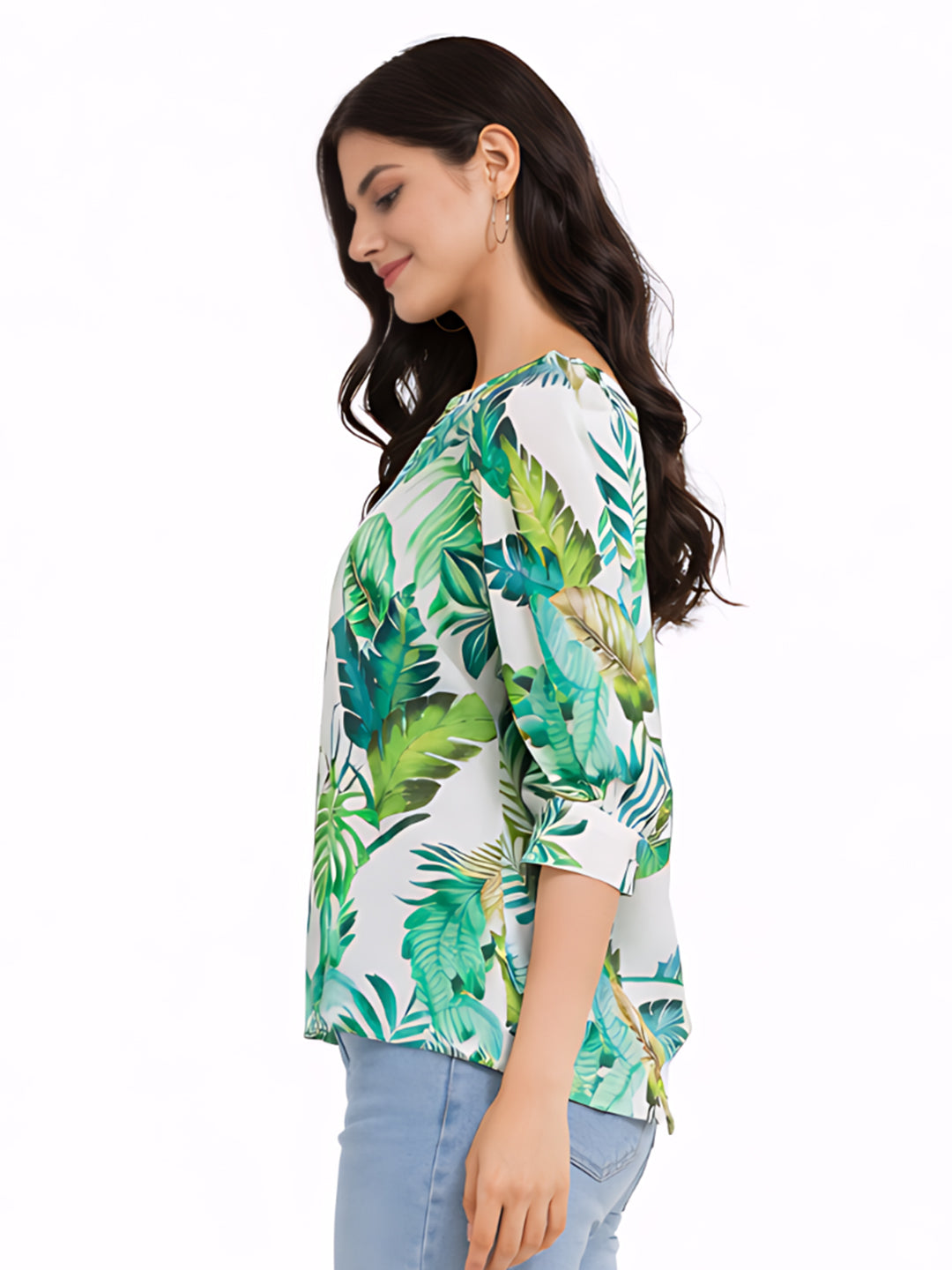 White Printed Straight Top