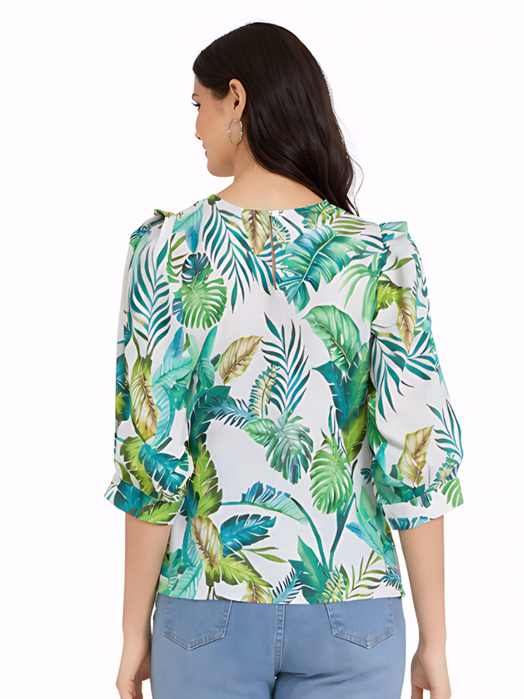 White Printed Straight Top