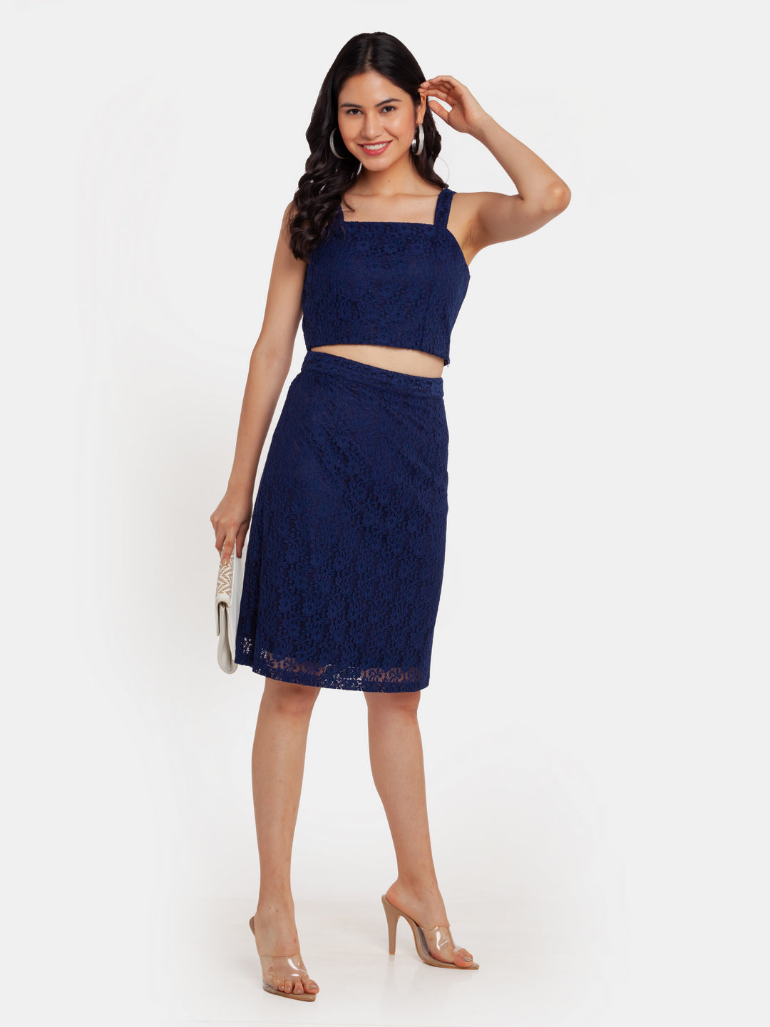 Navy Blue Lace Strappy Top