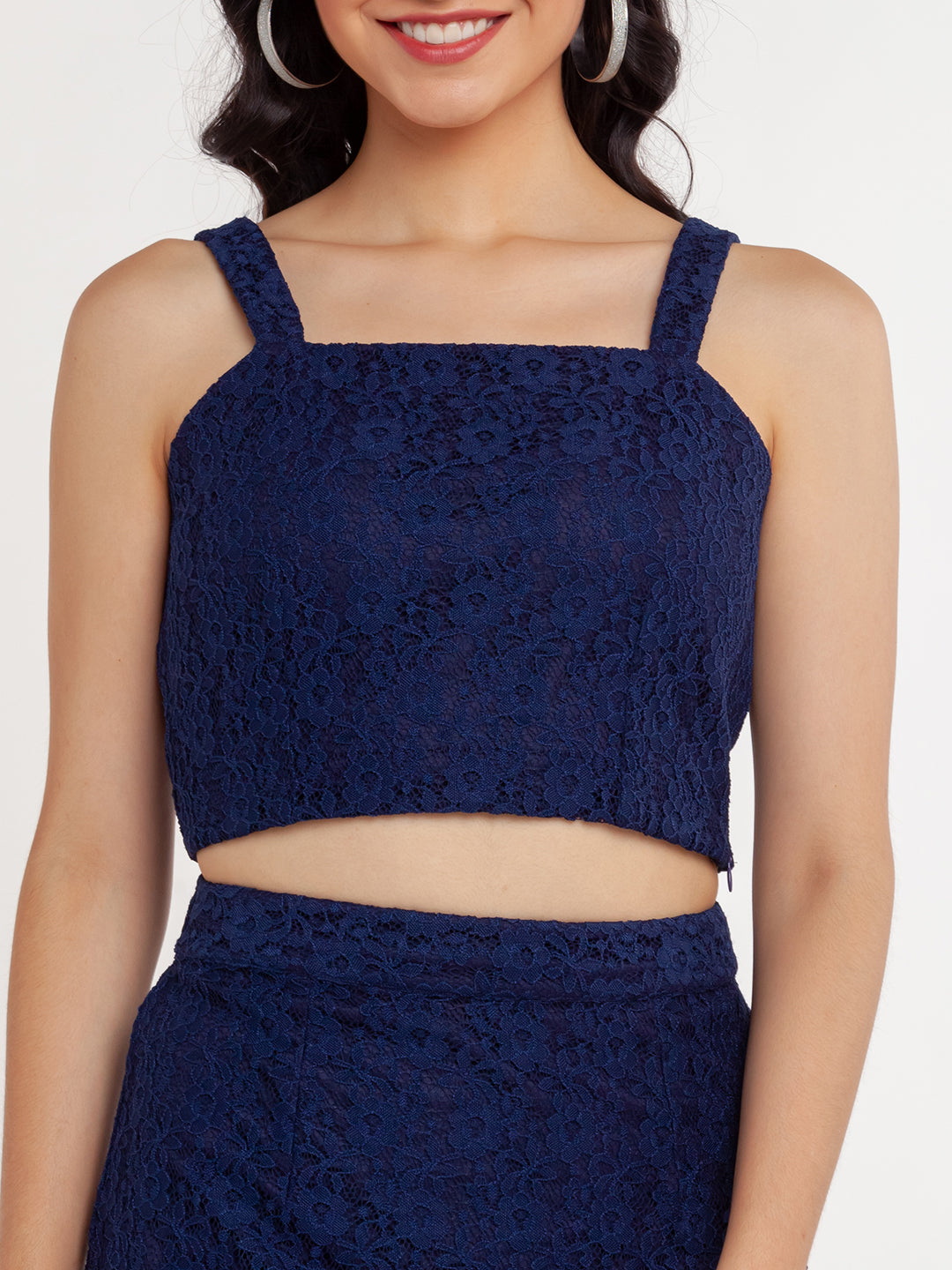 Navy Blue Lace Strappy Top