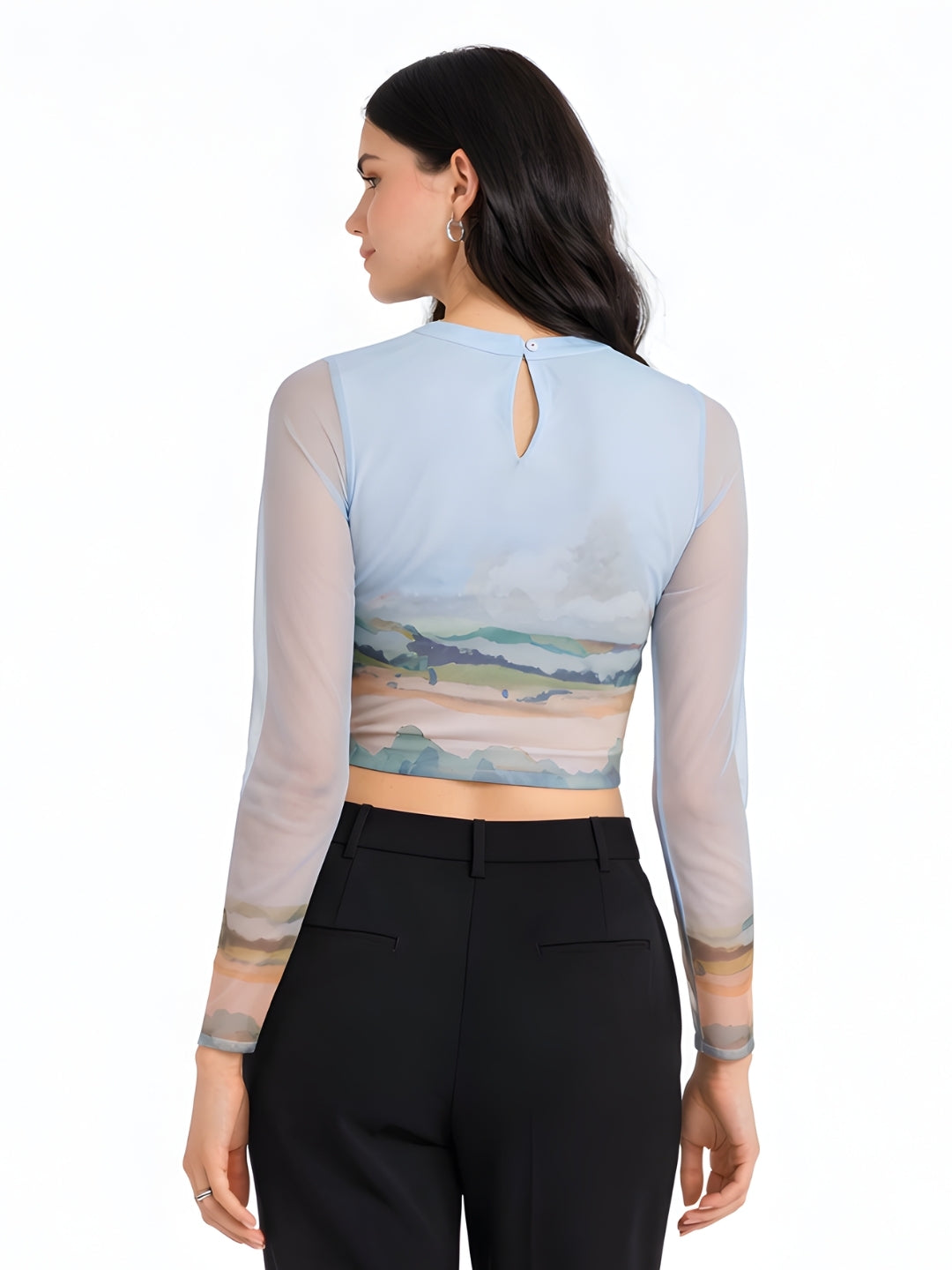 Off White Printed Fitted Top