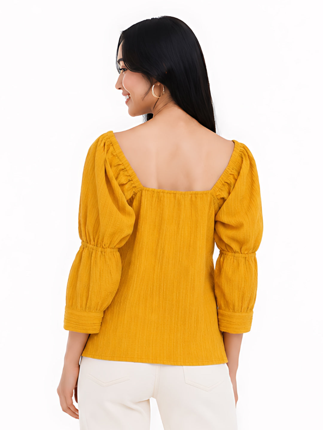 Mustard Solid Tiered Top