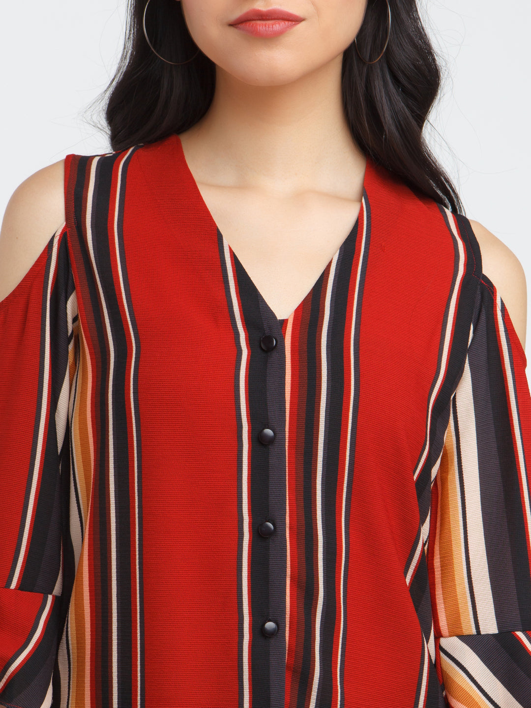 Multicolored Printed Flared Sleeve Top