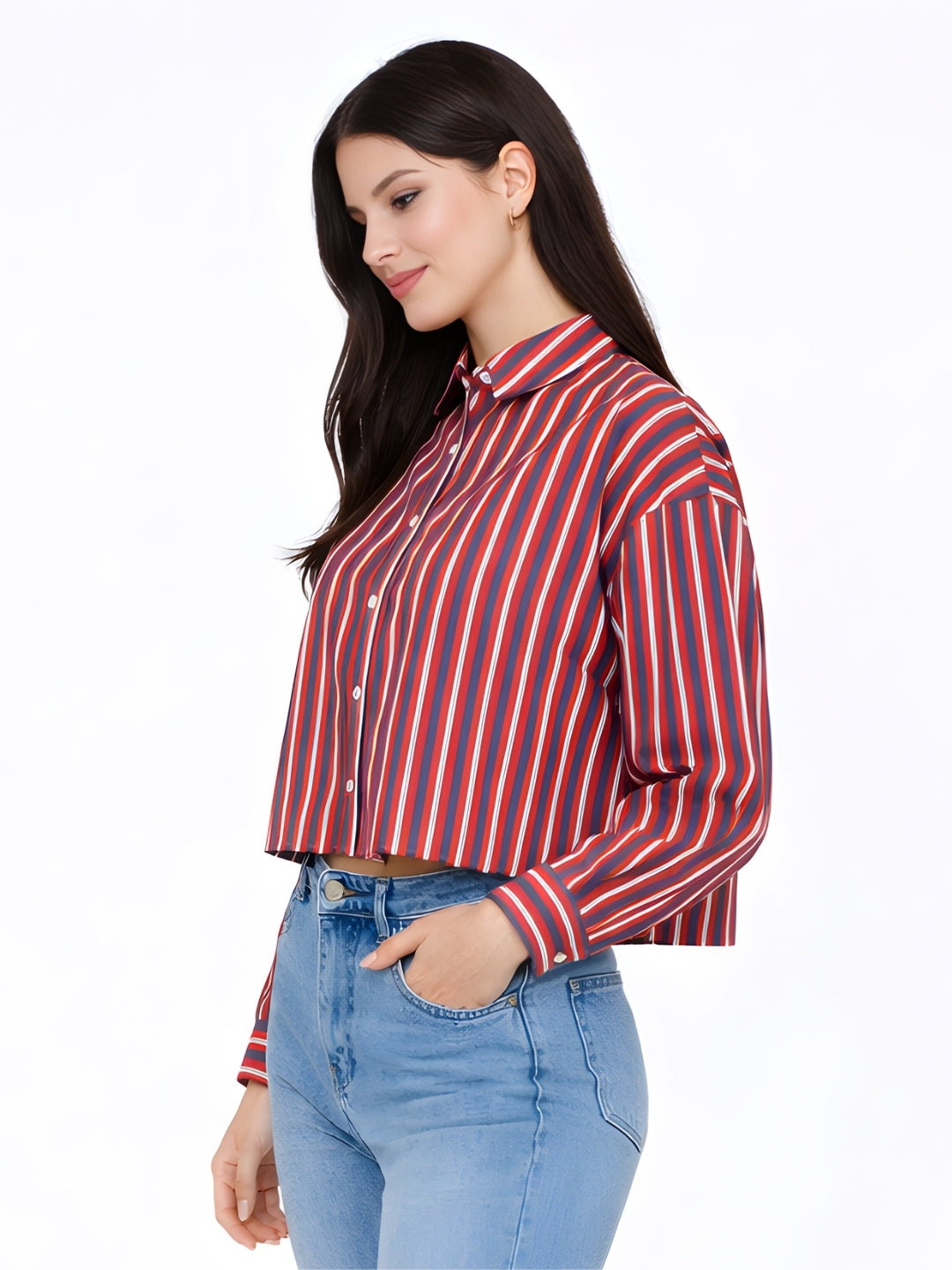 Multicolored Stripes Cropped Shirt