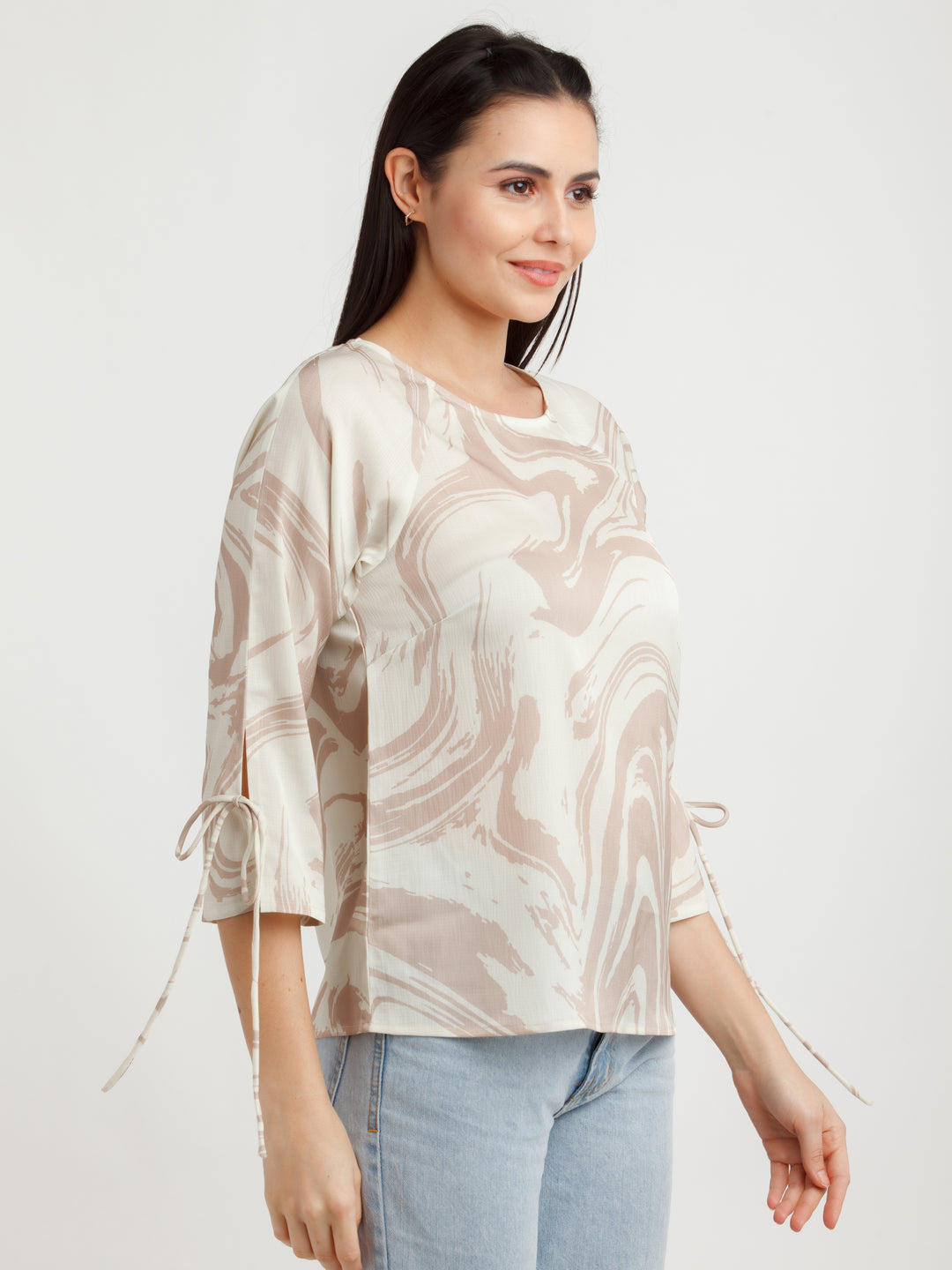 Beige Printed Top