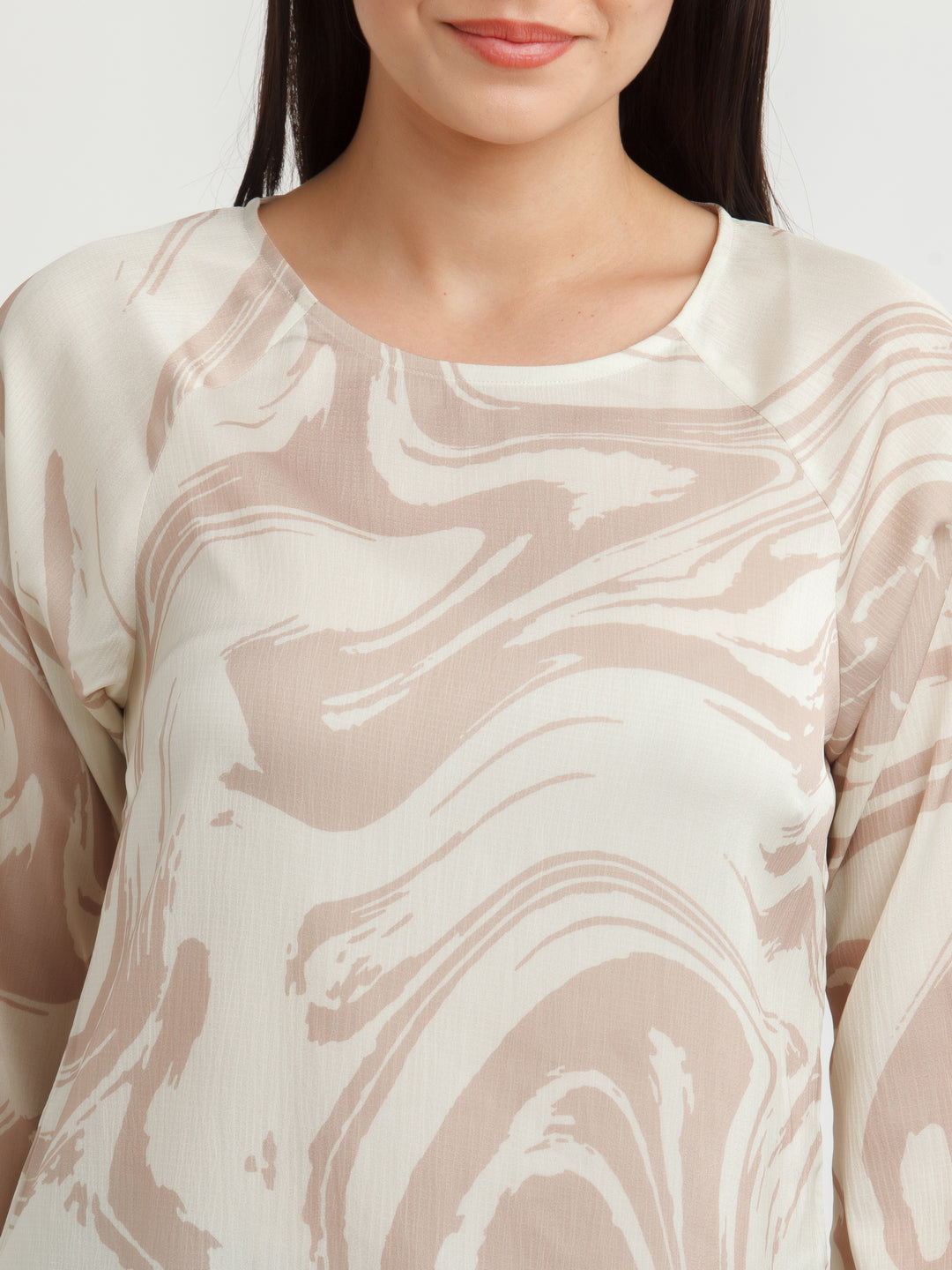 Beige Printed Top