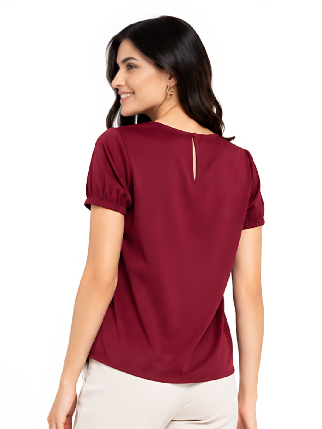 Red Solid Regular Top