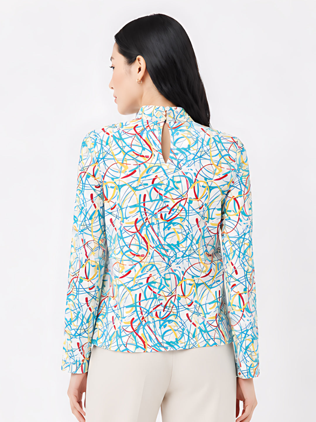 White Abstract Prints Regular Top