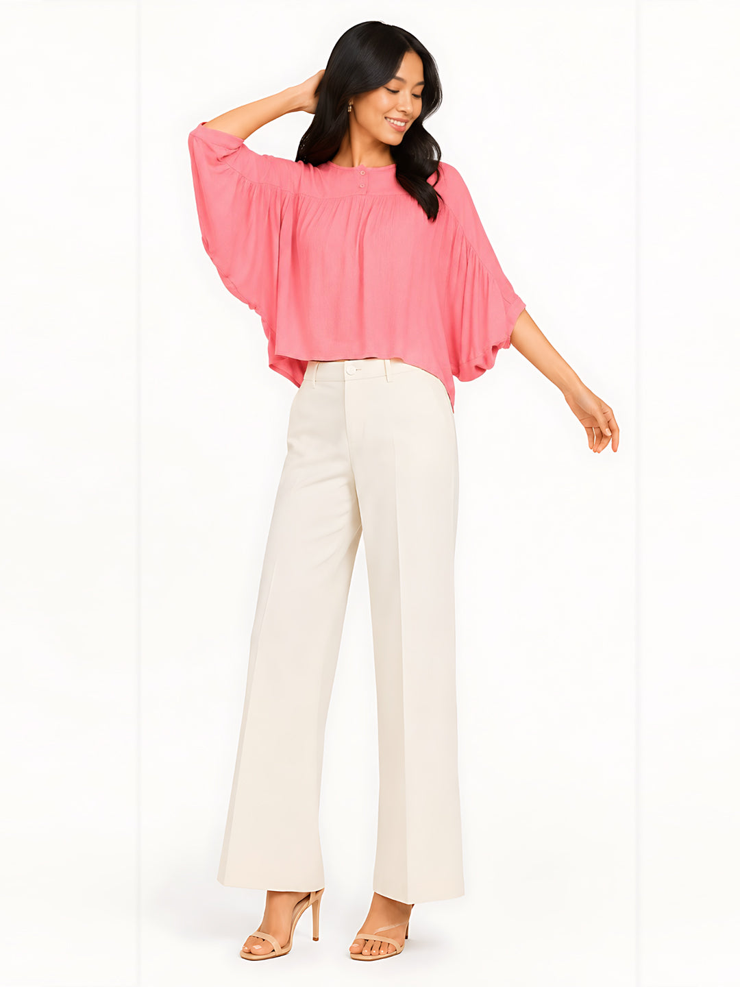 Pink Solid Cropped Top