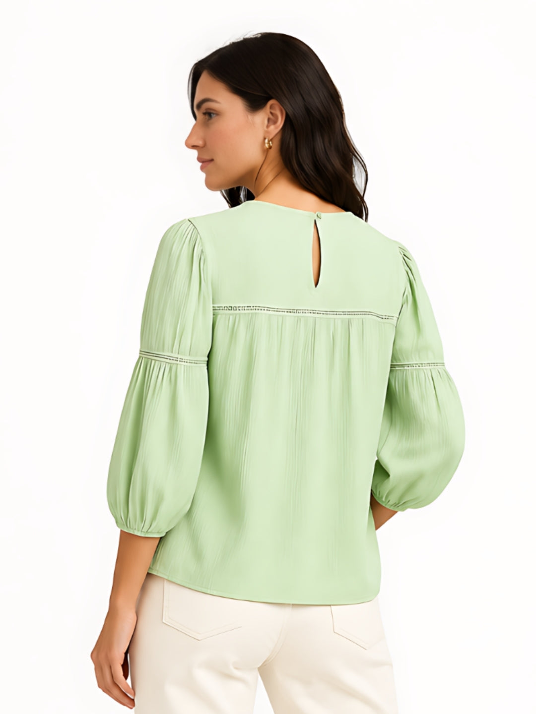Green Solid 3/4th Sleeves Top