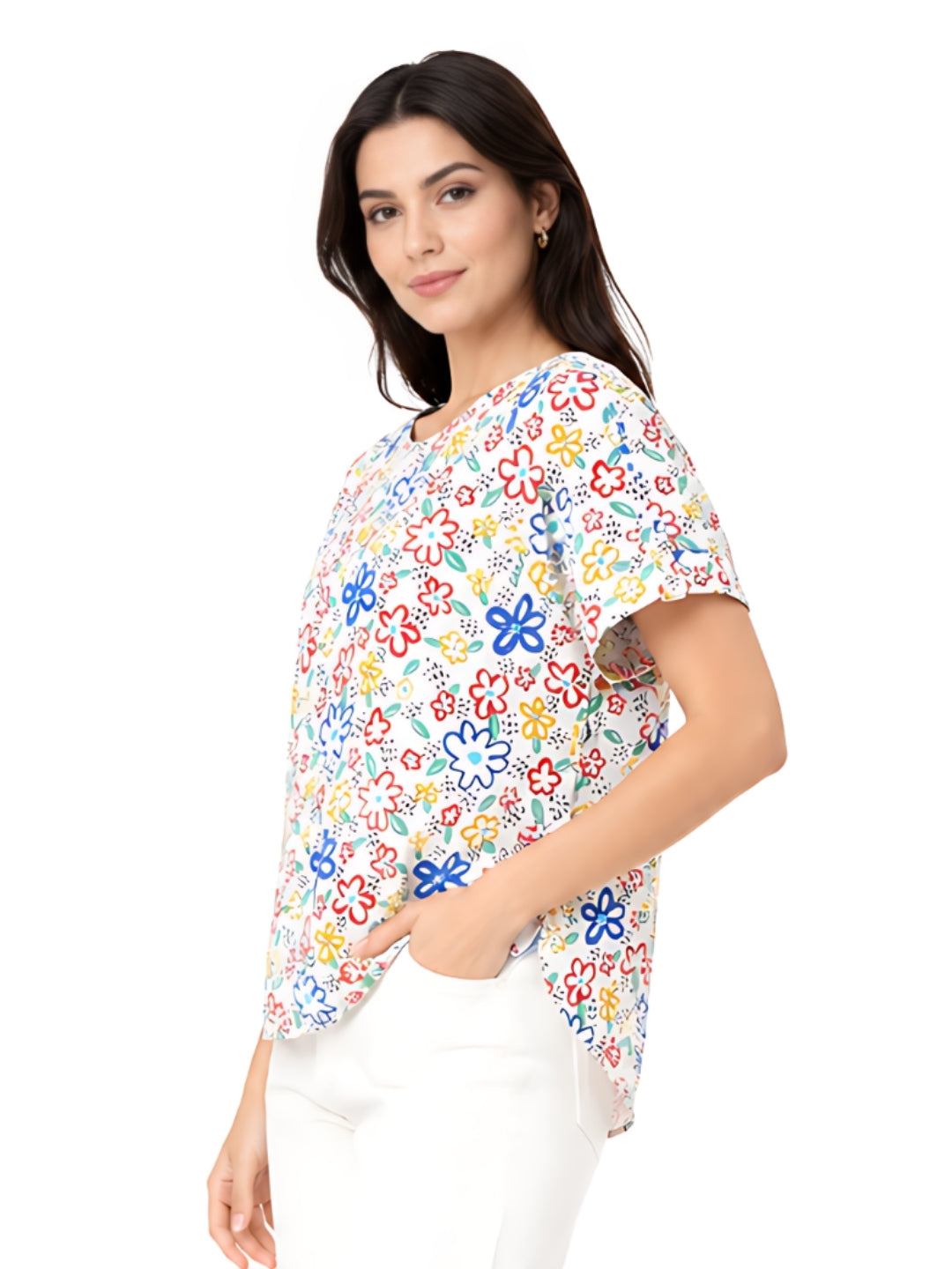 White Quirky Printed Regular Top
