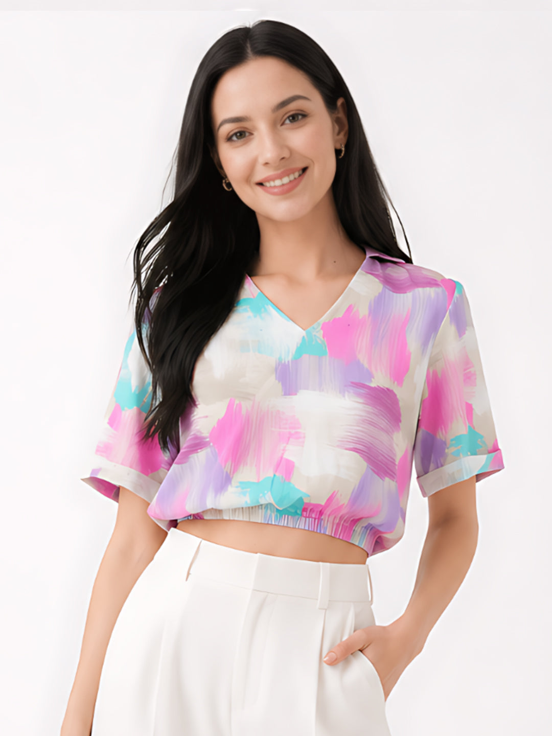 White Printed Top