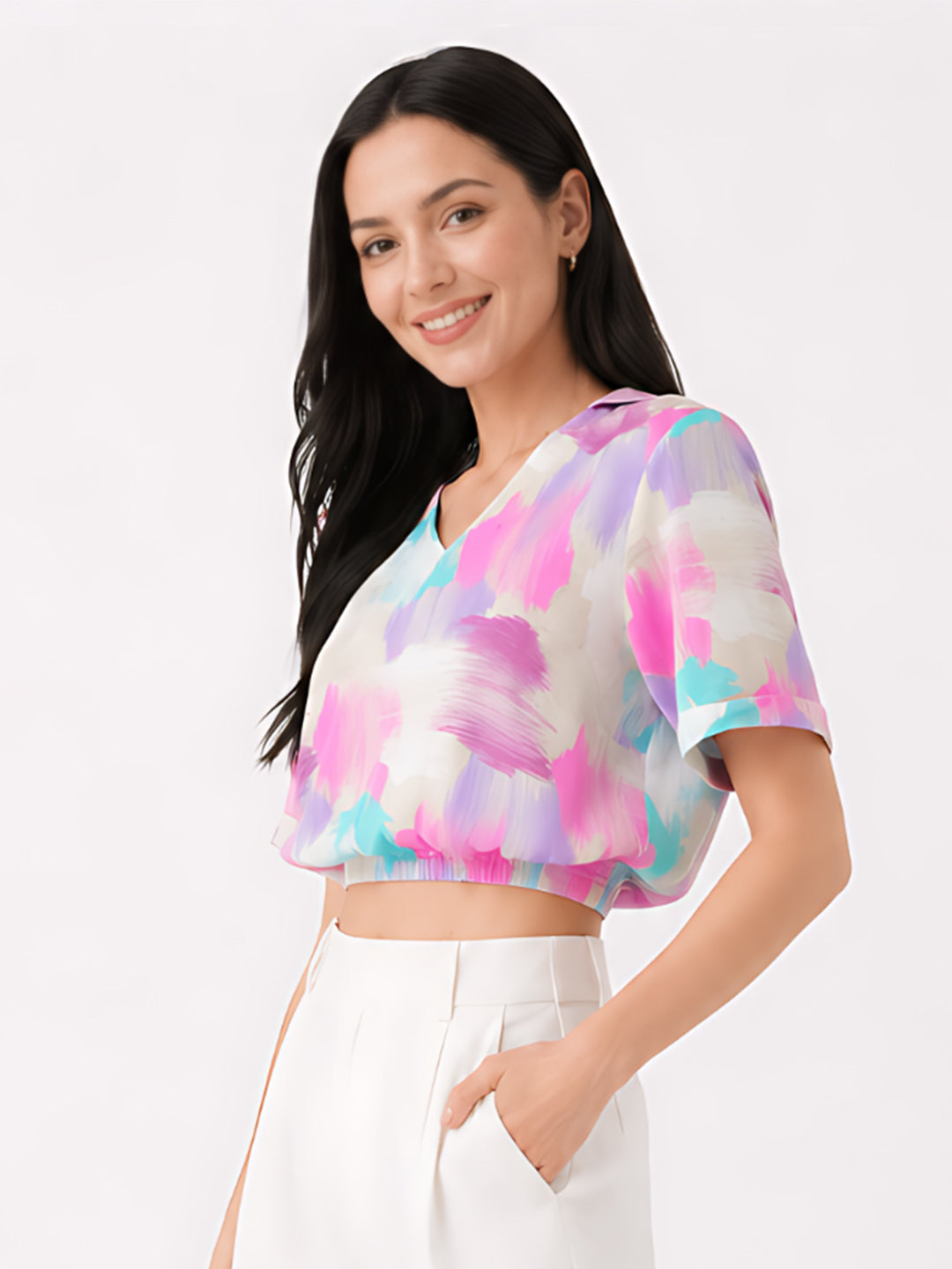 White Printed Top