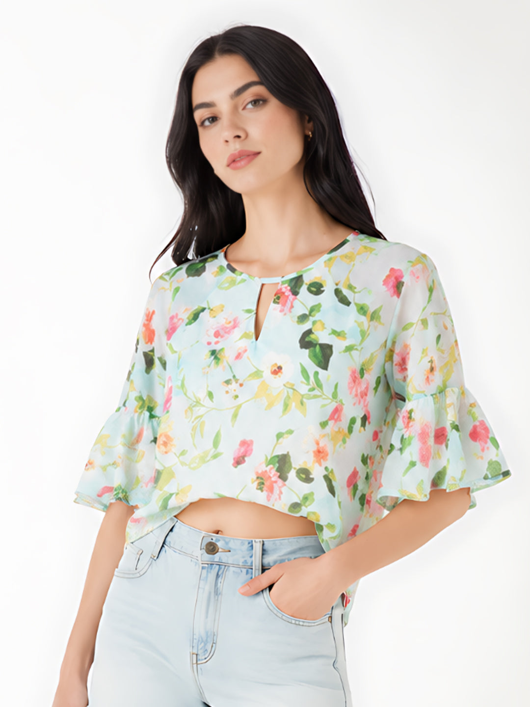 Blue Printed Regular Top