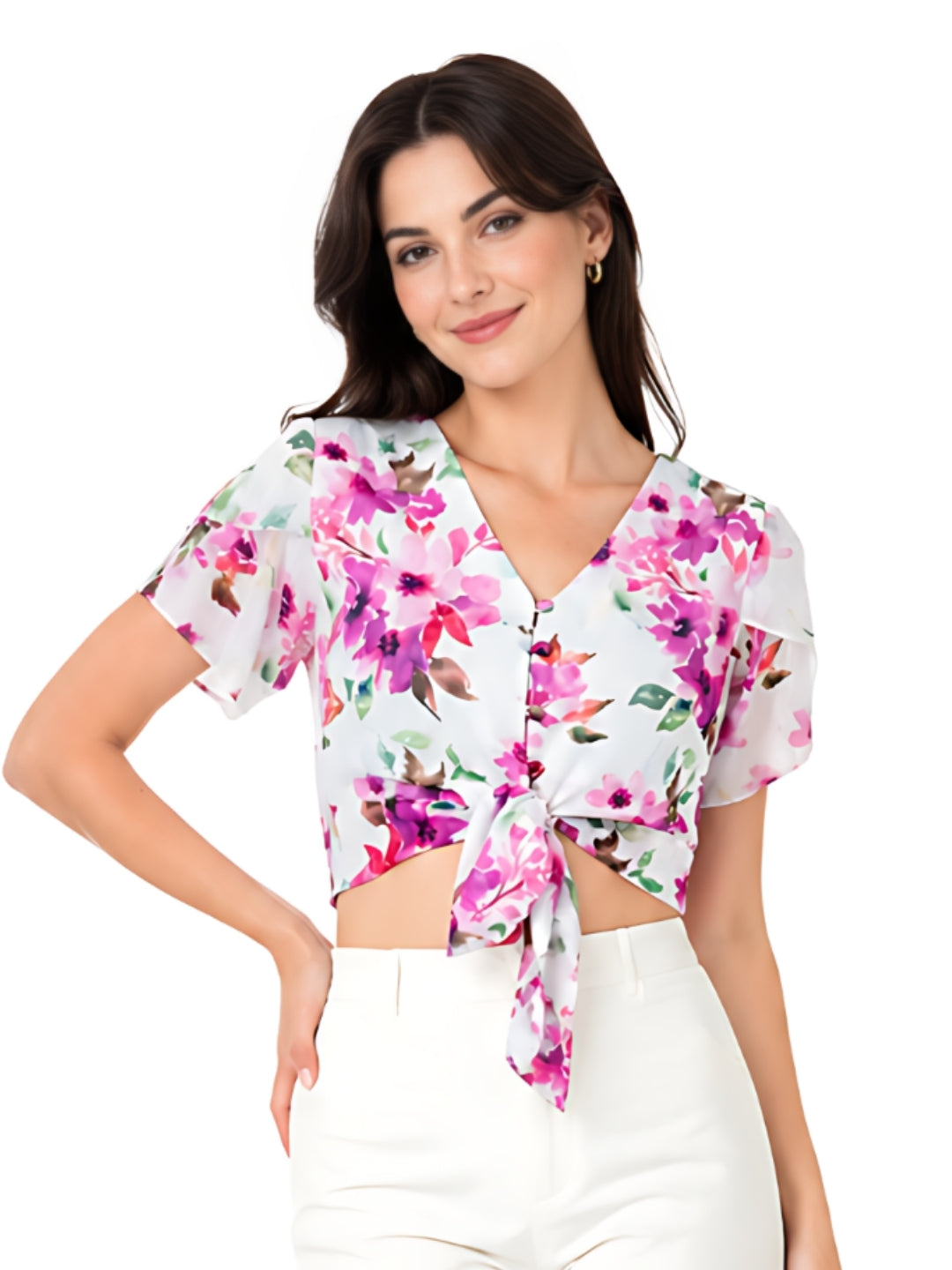 White Printed Regular Top