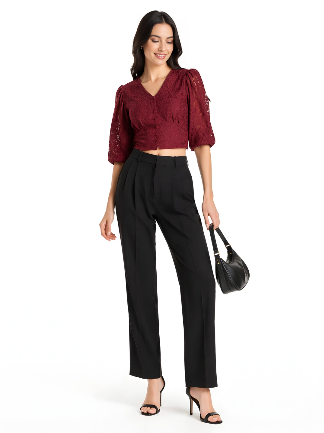 Wine Lace Empire Top