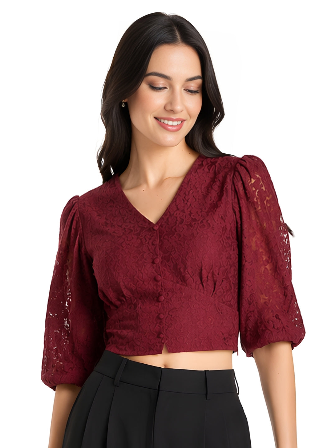 Wine Lace Empire Top