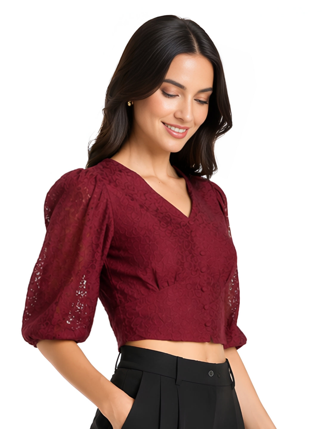Wine Lace Empire Top