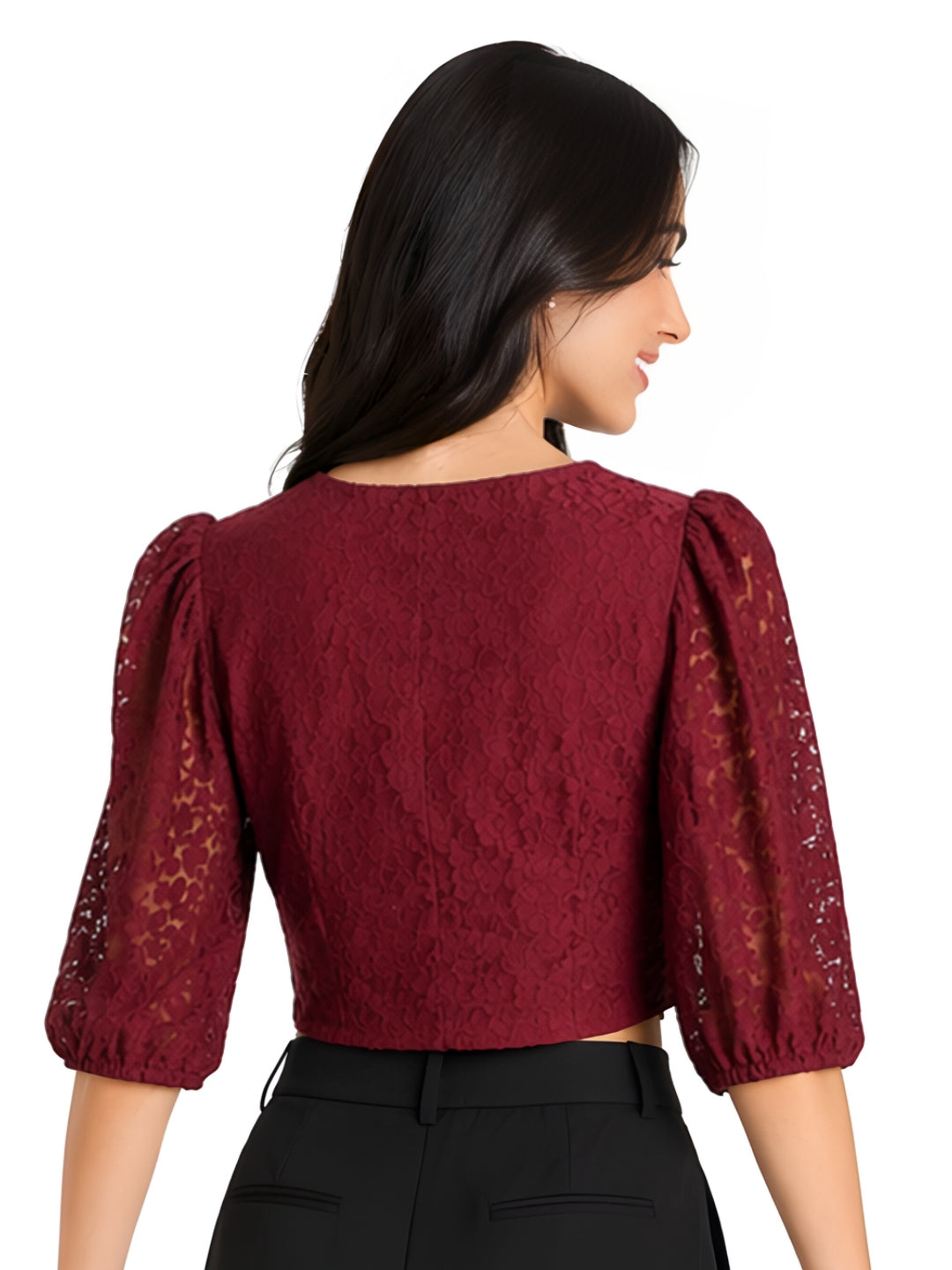 Wine Lace Empire Top