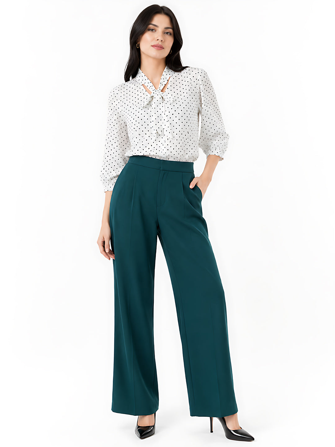 White Printed Tie-Up Neck Top