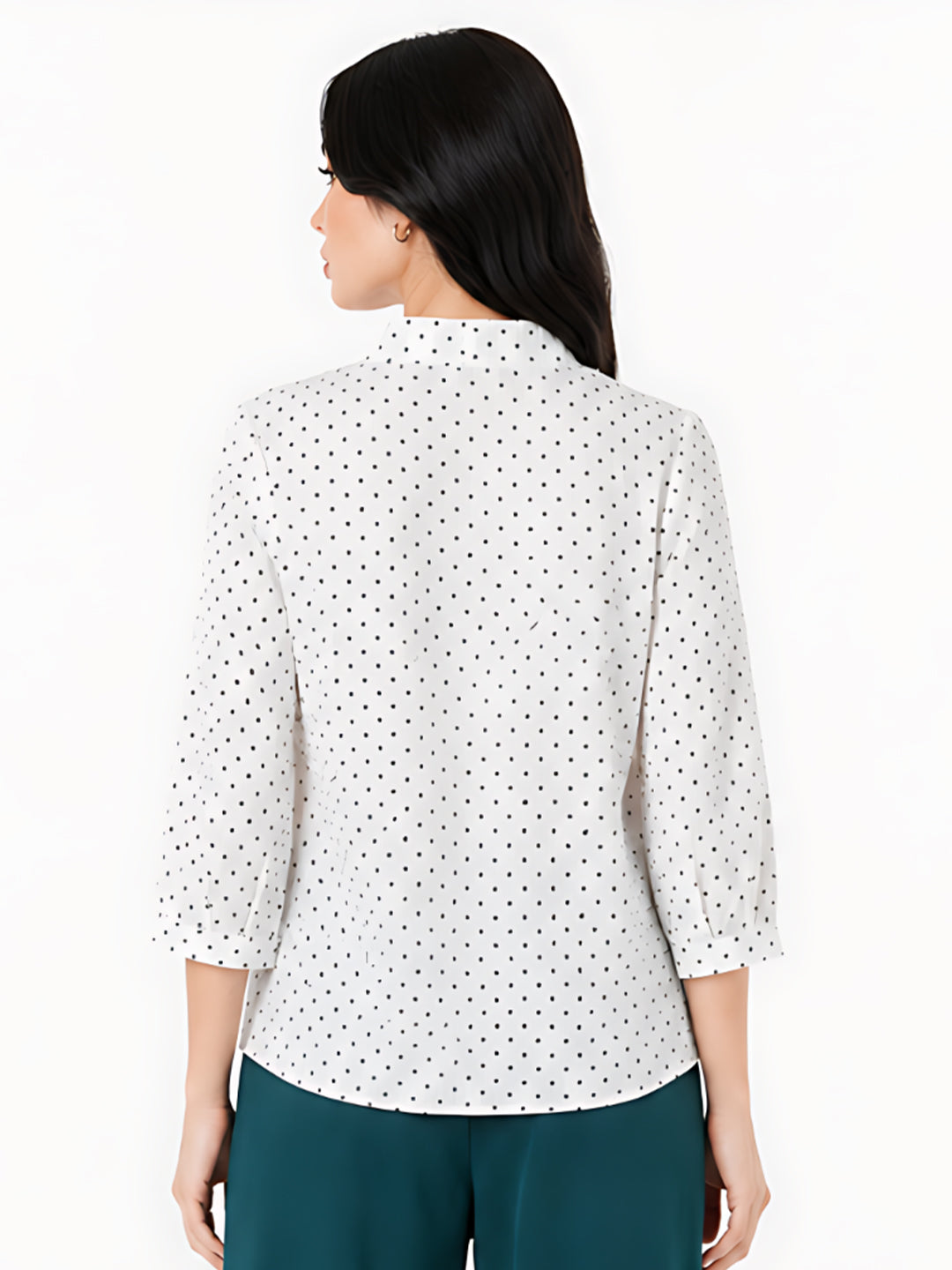 White Printed Tie-Up Neck Top