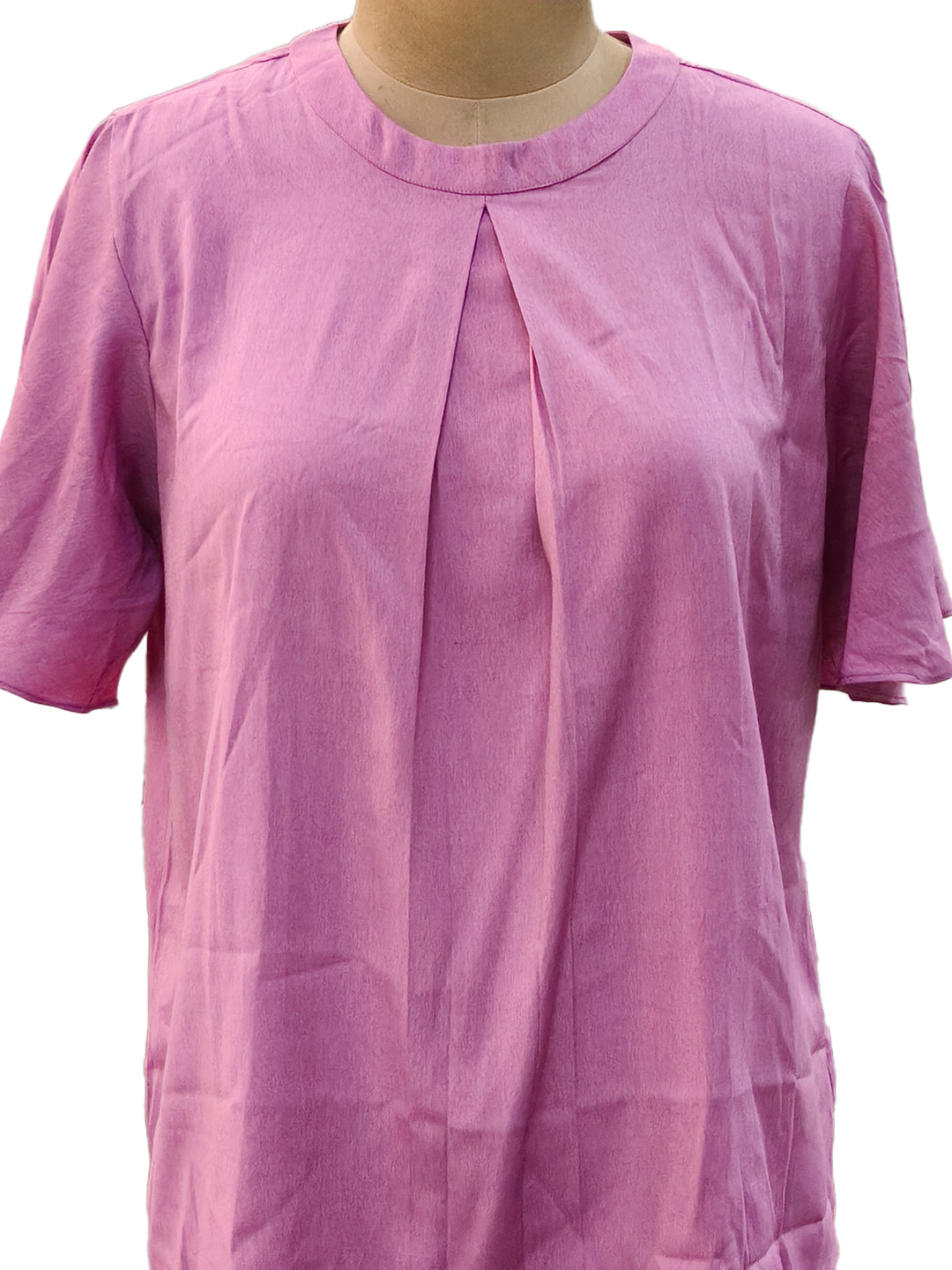 Pink Plain Collar Neck Top