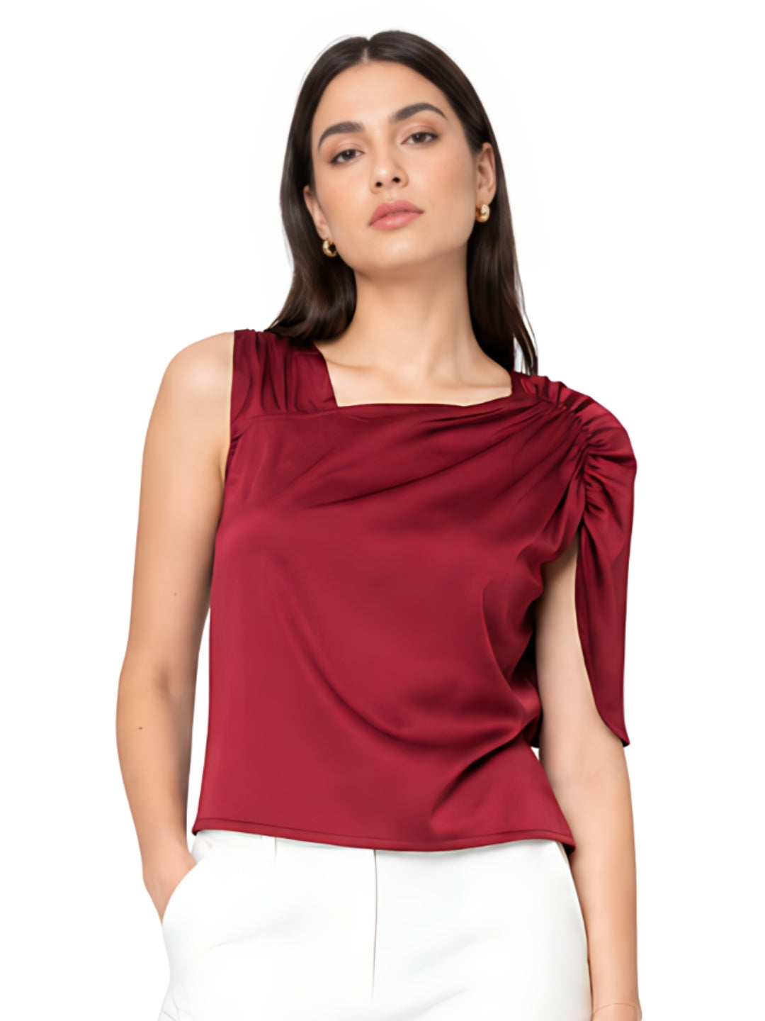 Red Solid Basic Top