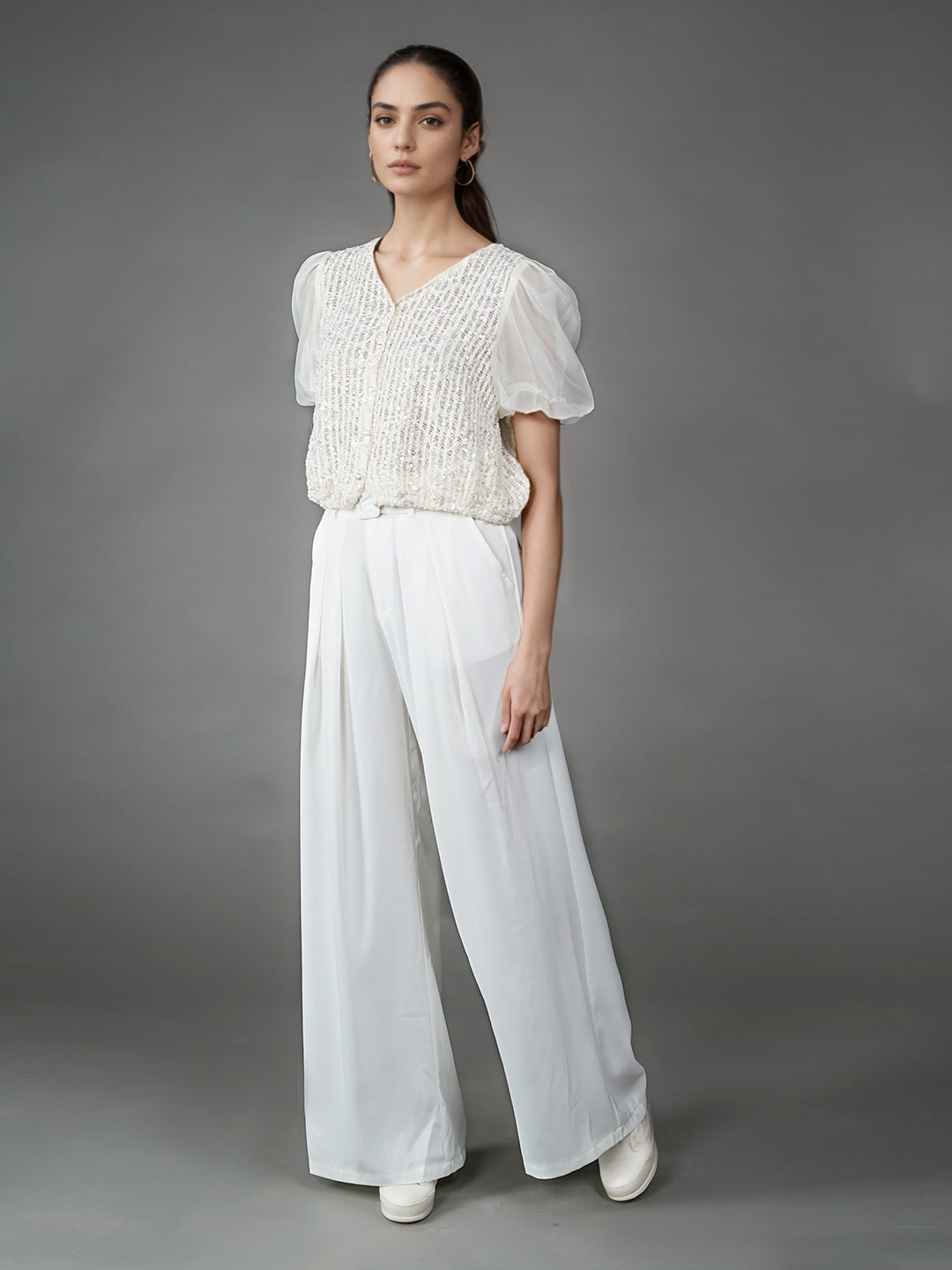 Off-White Strapless Sequined Top