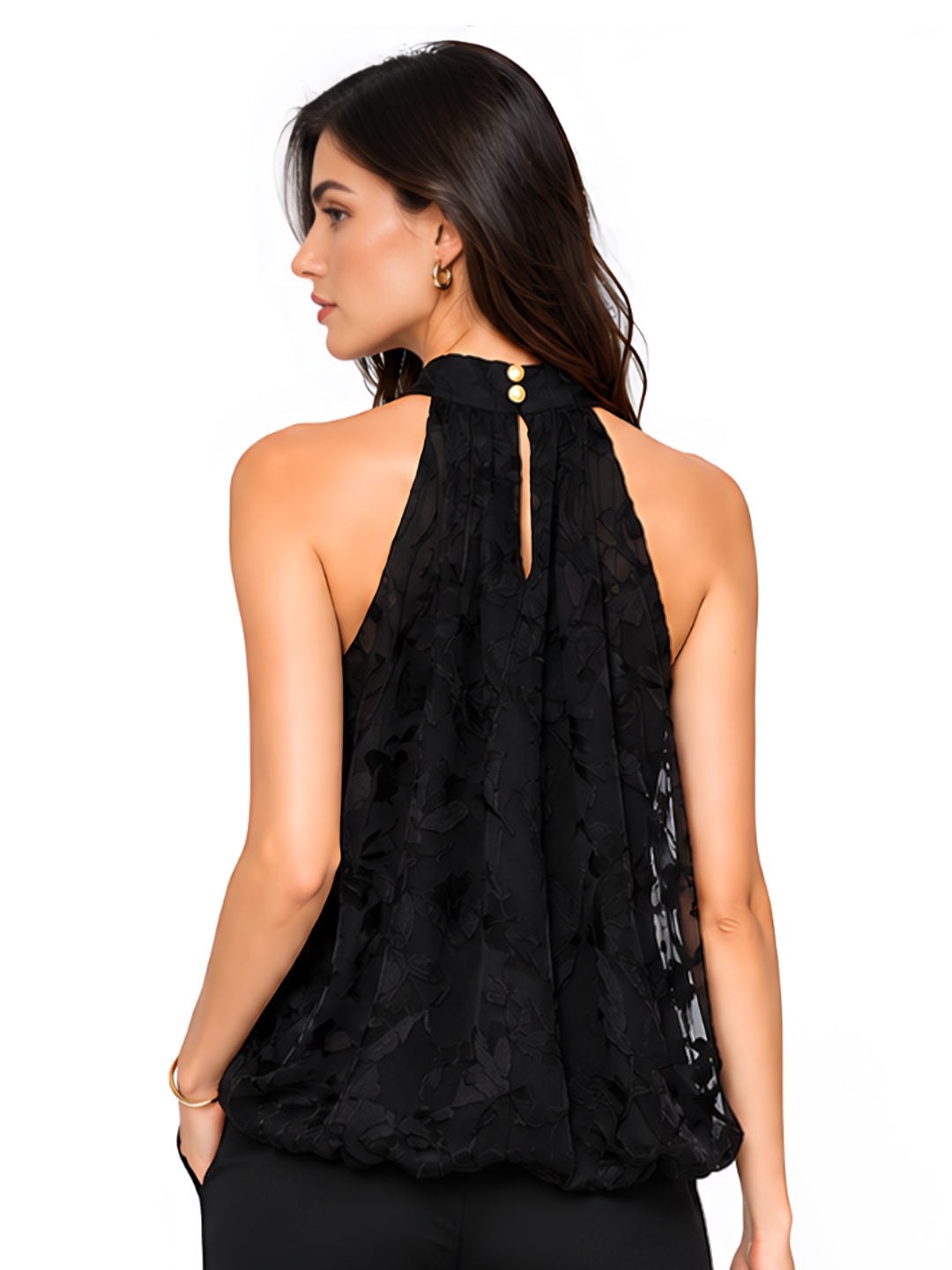 Black Textured Sleeveless Top