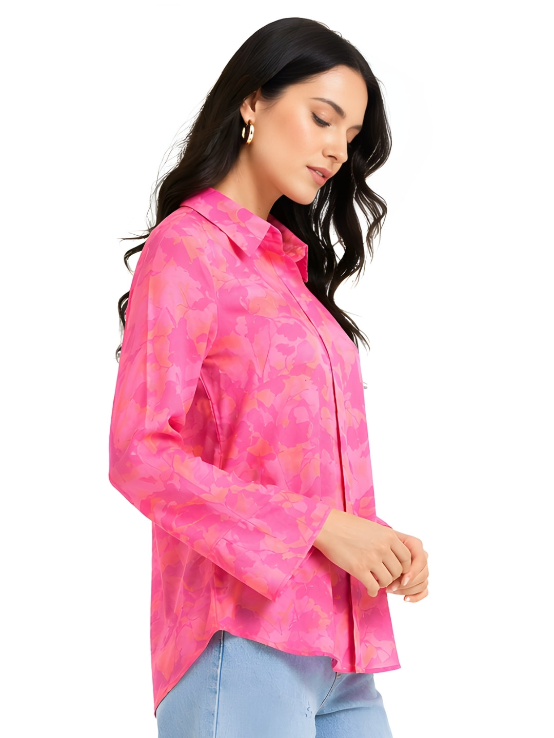 Pink Floral Printed Relaxed Fit Shirt