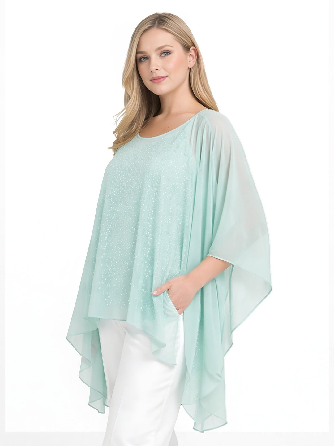 Mint Colored Solid Relaxed Fit Top