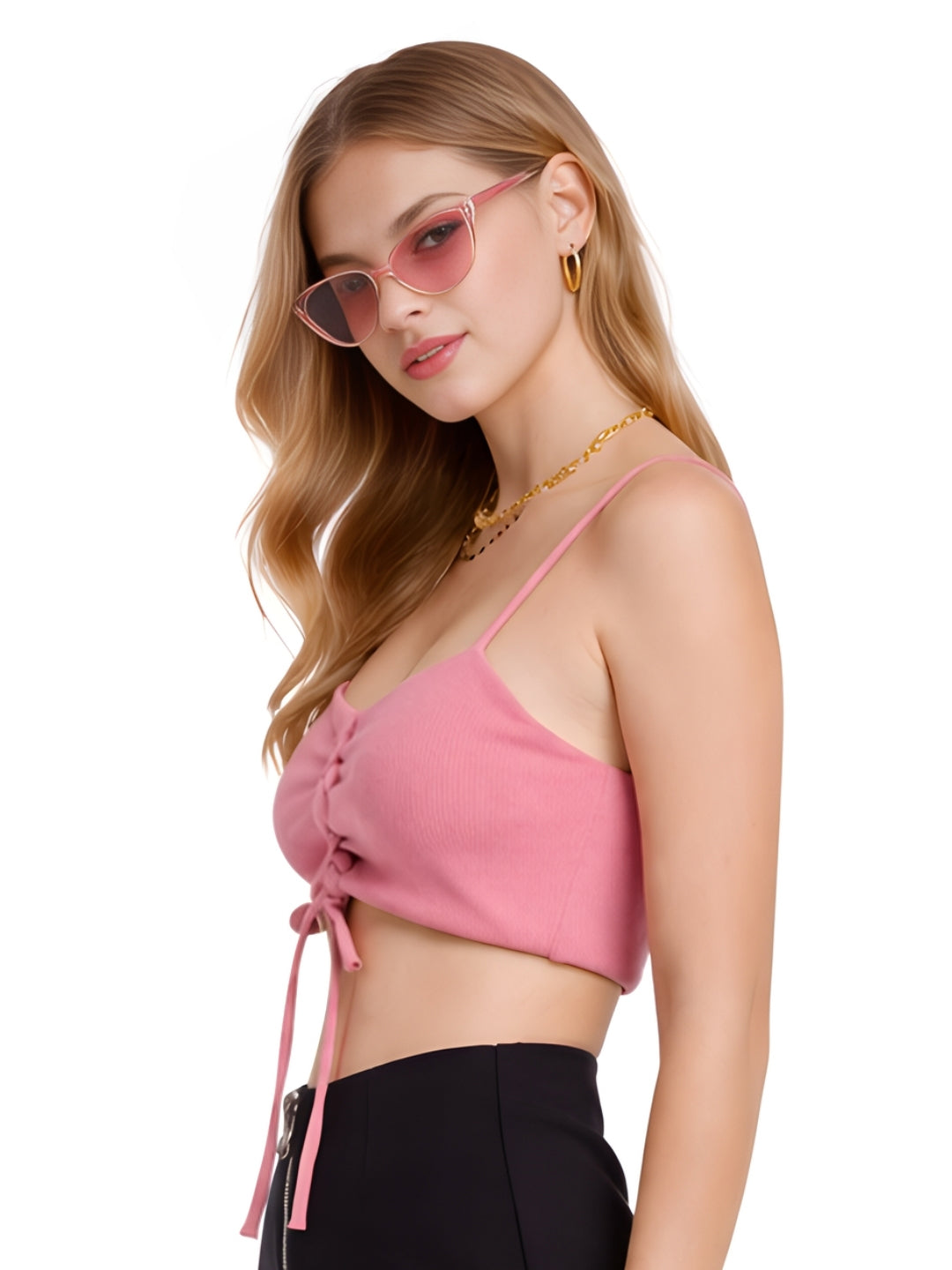 Pink Solid Collar Neck Long Sleeves Shirts