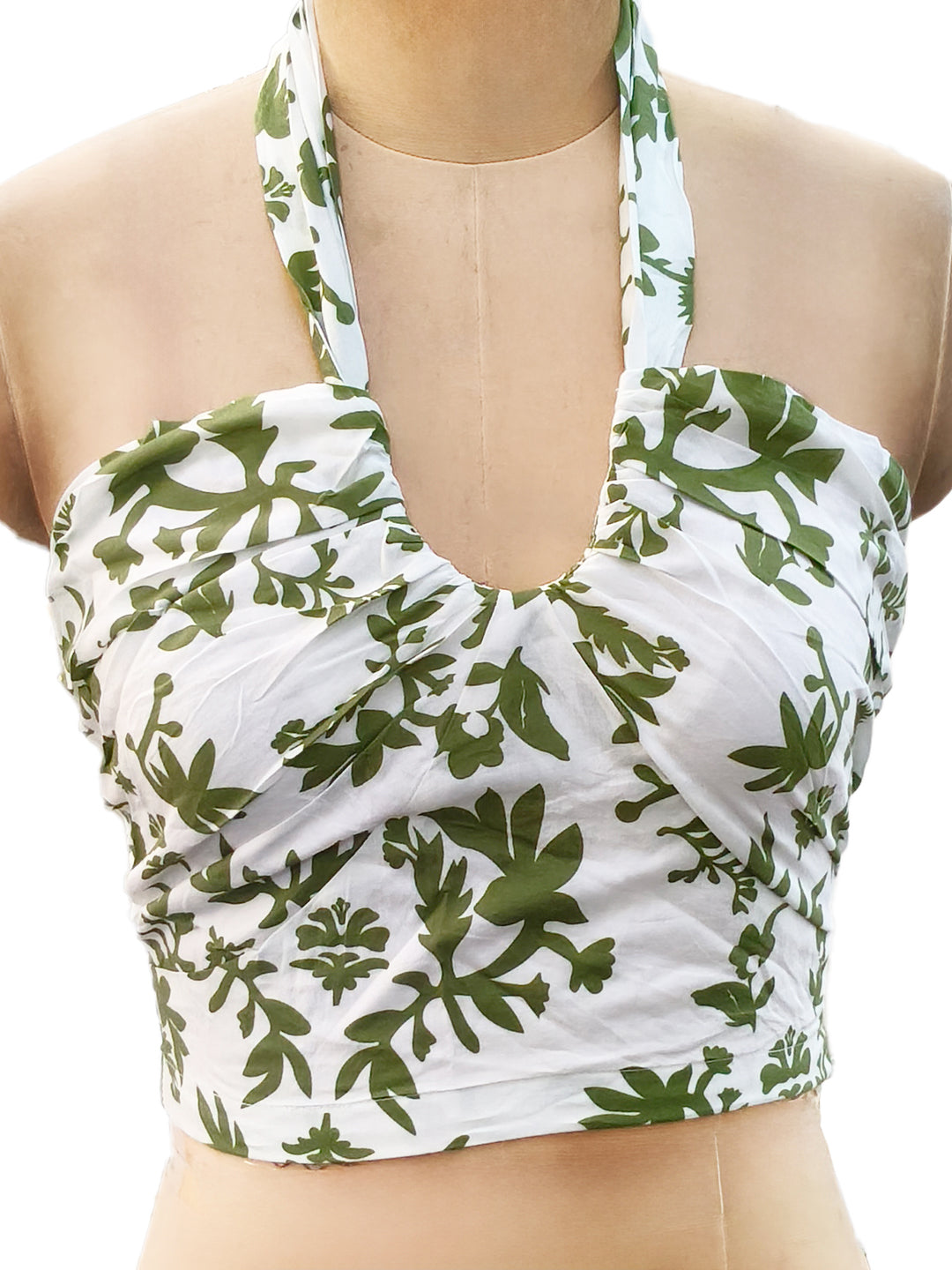 White Printed Halter Neck Top