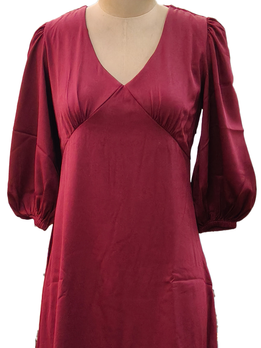 Maroon Solid V-Neck V-Dress
