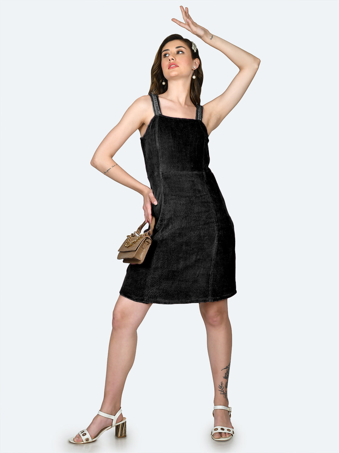 Buy Black Solid Fitted Short Dress