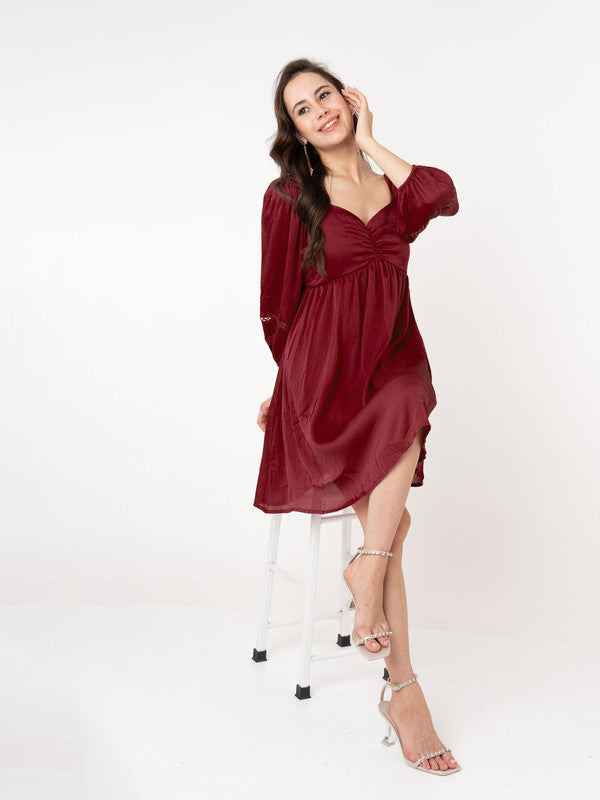 Buy Red Solid Regular Short Dress