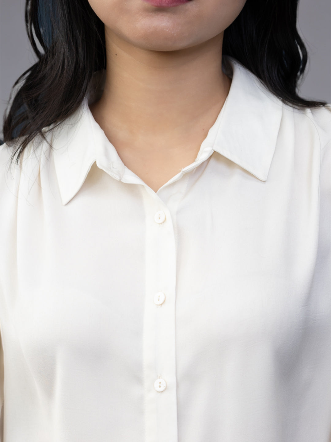 Solid White Gathered Shirt