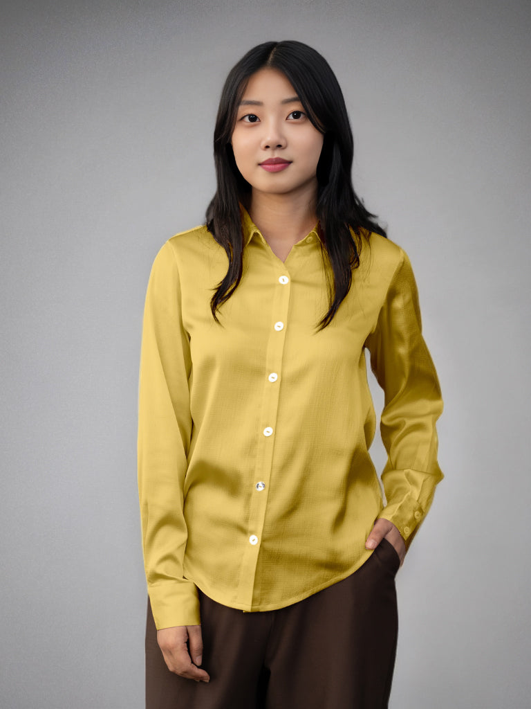 Solid Yellow Regular Shirt