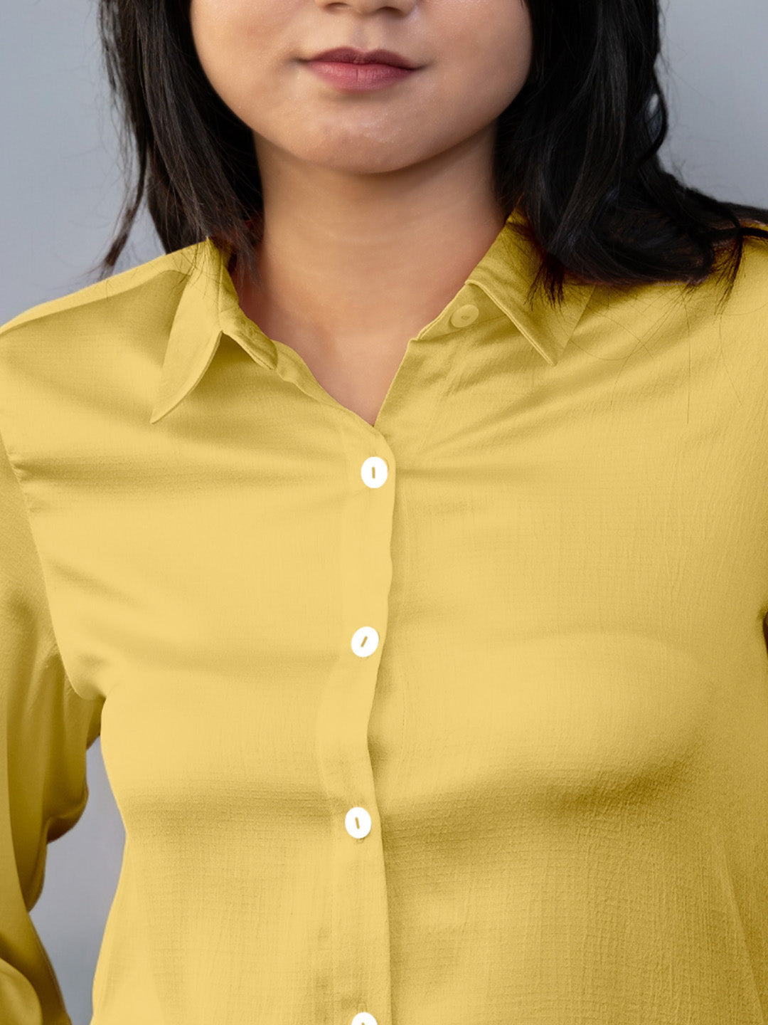 Solid Yellow Regular Shirt