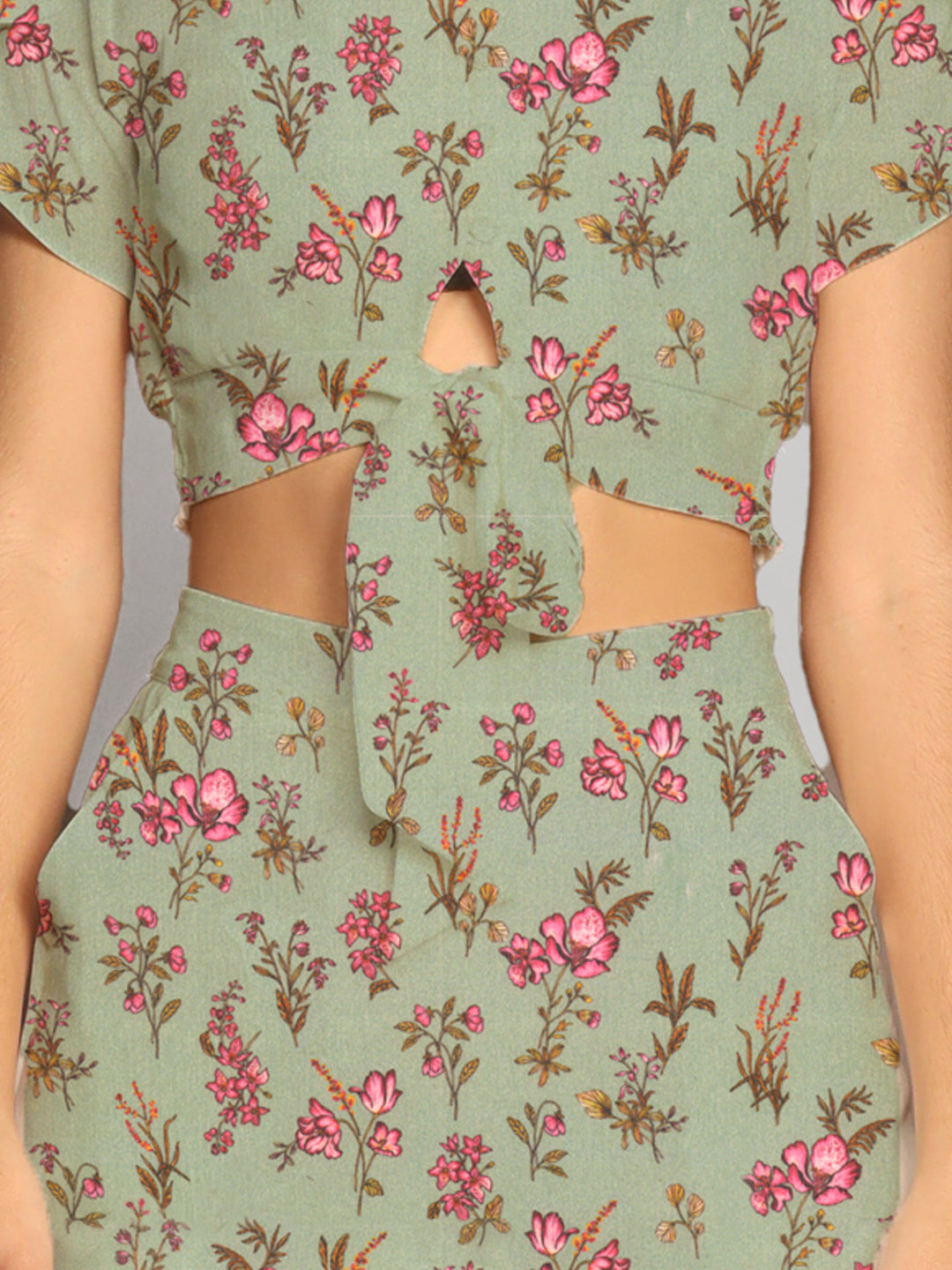Floral Print Mint Green Cropped Co-Ord Set