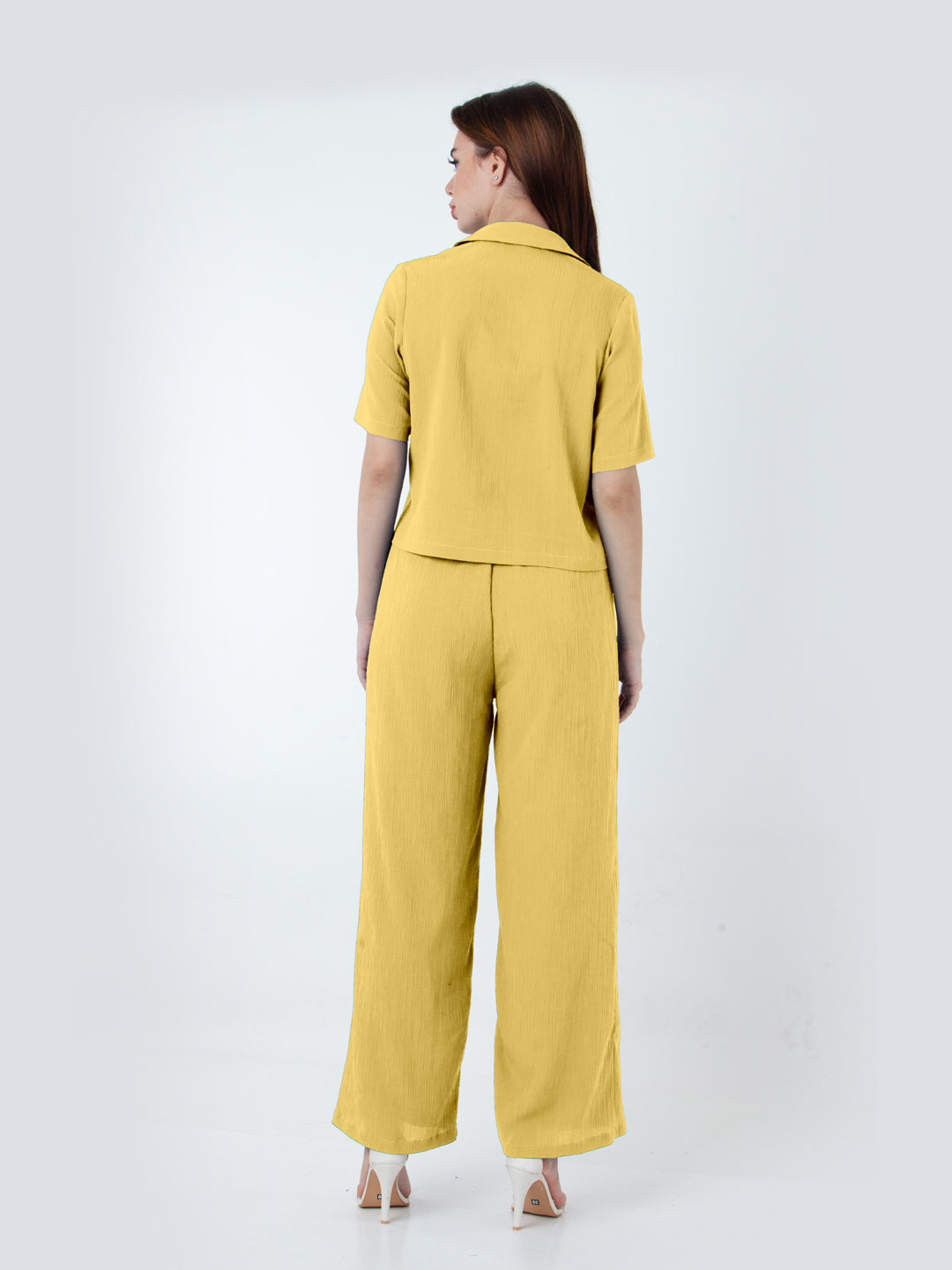 Solid Yellow Wide Leg Co-Ord Set