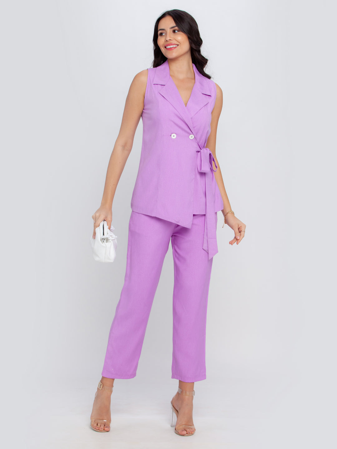 Purple Solid Trouser