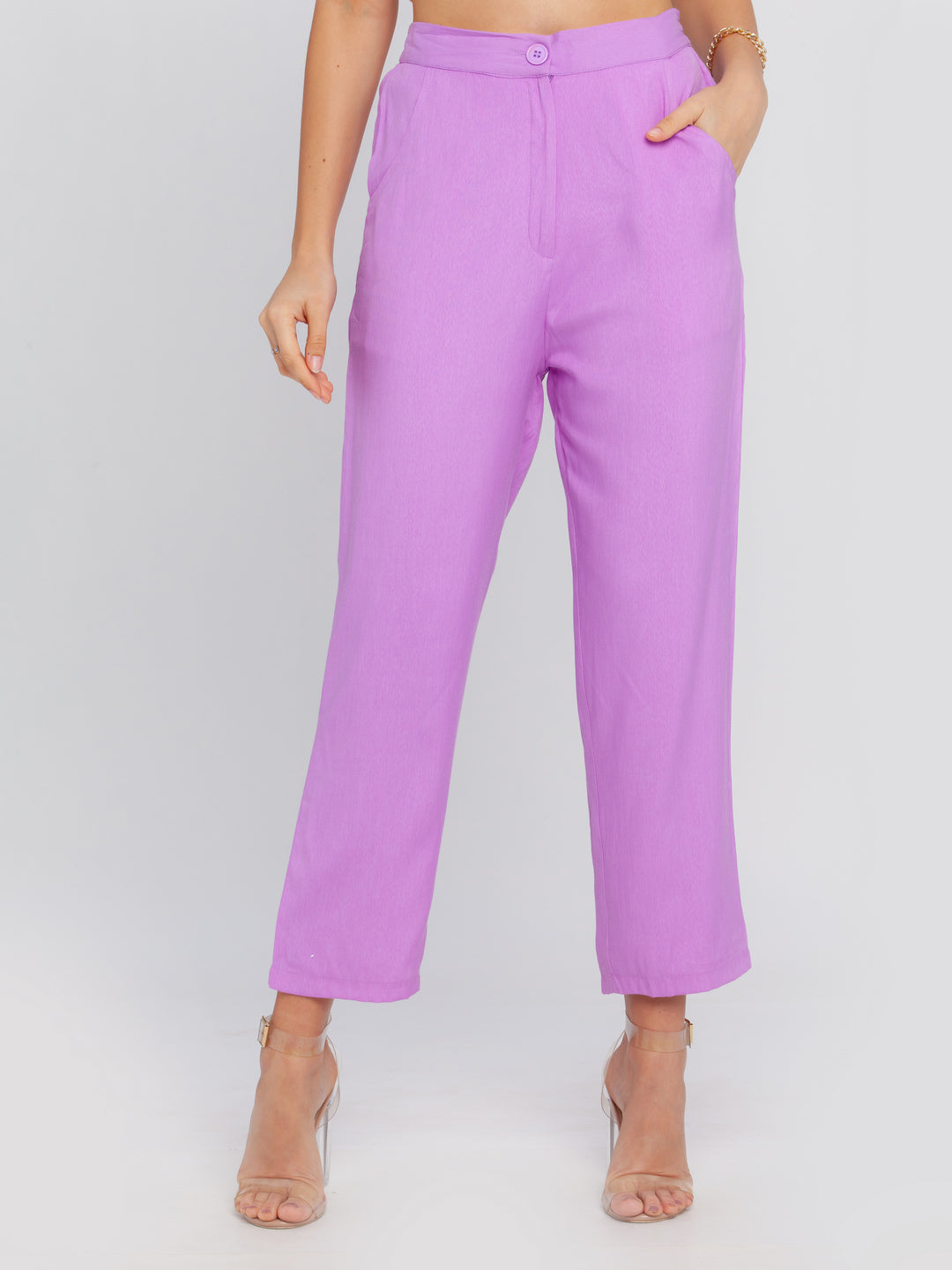 Purple Solid Trouser