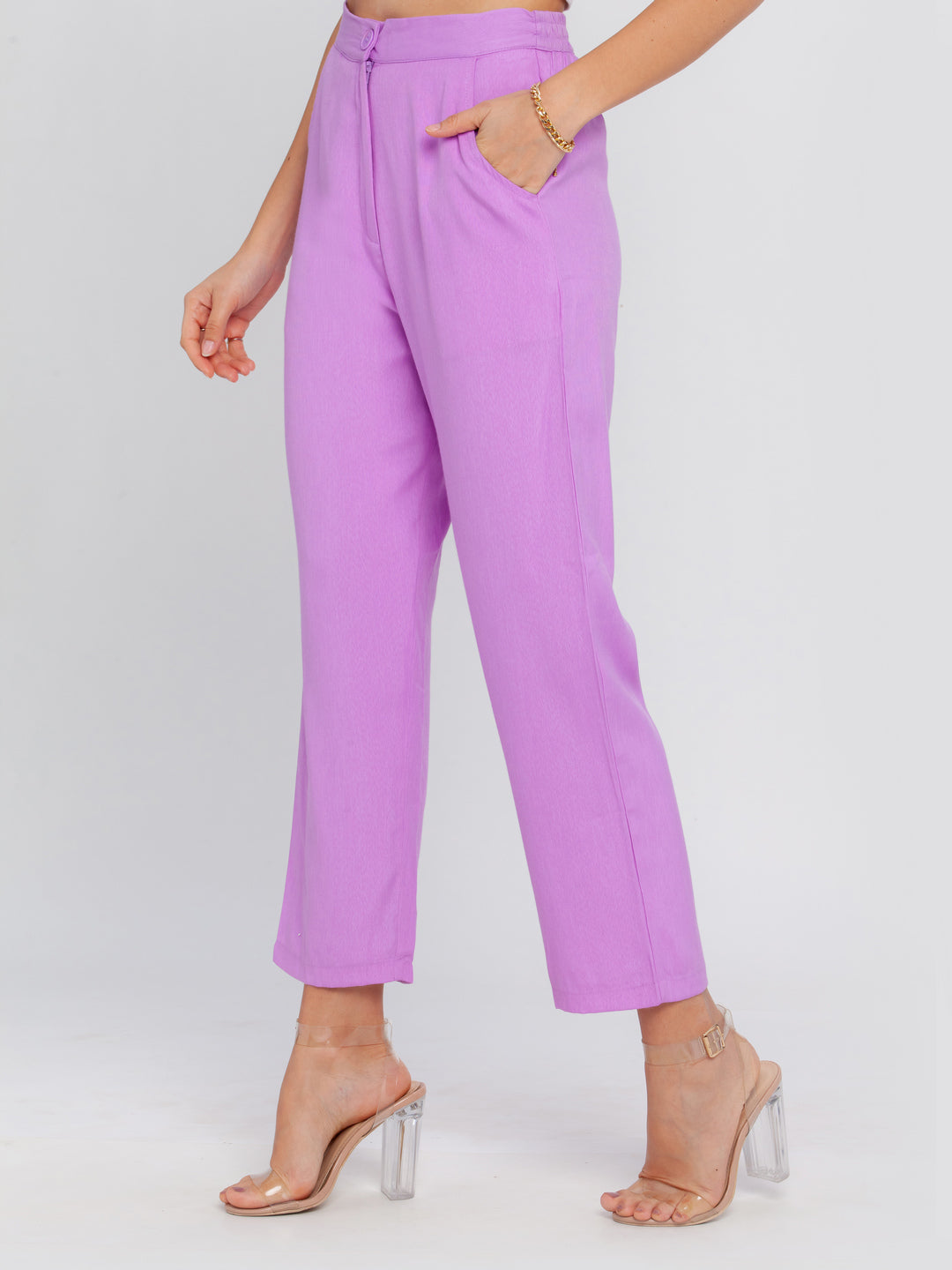 Purple Solid Trouser