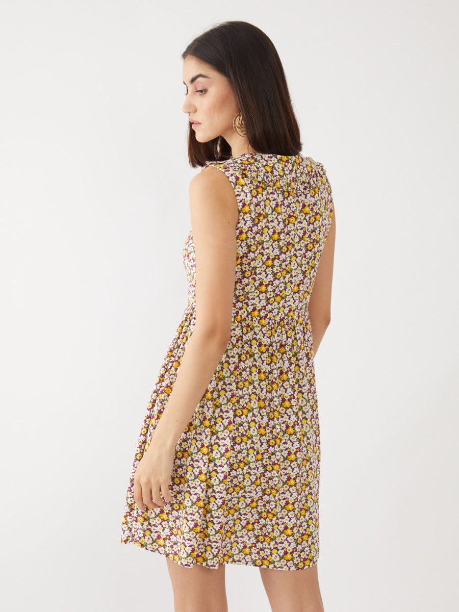 Purple Printed Short Dress