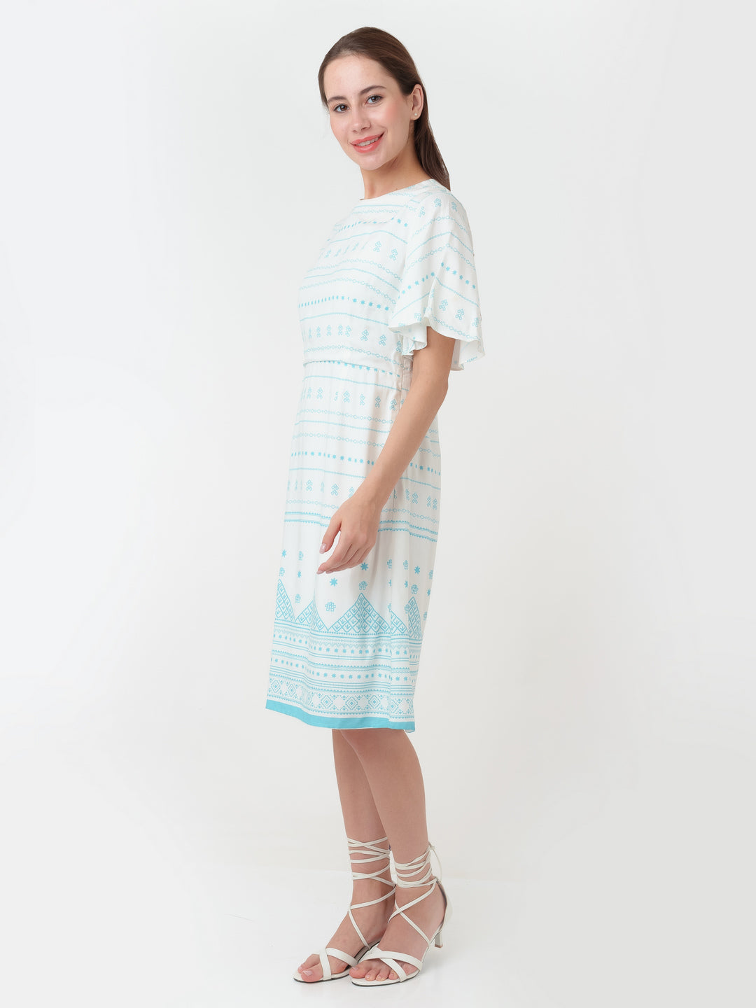 White_Printed_A-Line_Short_Dress_D04041_3